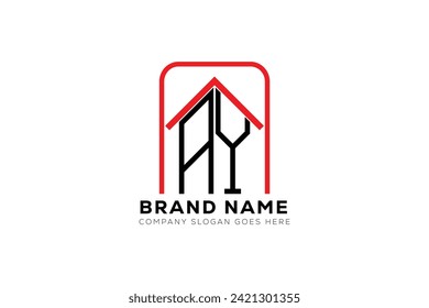 AY letter creative real estate vector logo design . AY creative initials letter logo concept.