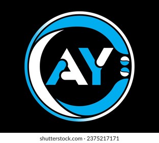 AY letter logo design with a circle shape AY Logo design with unique and simple design.