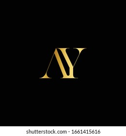 AY Letter logo design, AY Letter, AY logo. AY initial letter logo colored gold and black, Vector logo design template elements for your business or company identity.