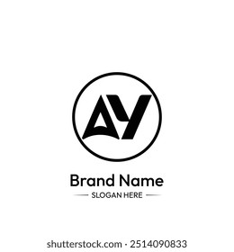 AY Letter Logo Design (Projeto de logotipo de carta AY). Fundo Branco.