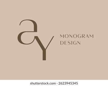 Diseño de icono de logotipo de letra AY. Monograma de las iniciales de lujo de estilo clásico.