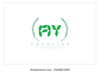 AY letters eco logo with leaf. Fresh nature and healthy leaf logo design.