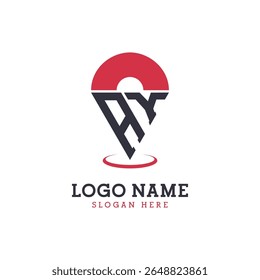 AY Location Icon Design. Modern AY Pinpoint Logo for Navigation, Map Apps, and Location Based Businesses