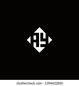 AY Logo Capital Modern of Negative Space Square Designs Template with Black Background