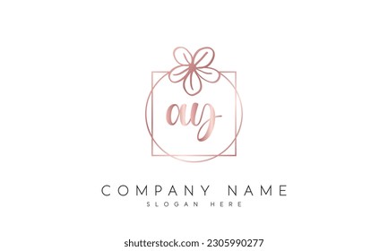 ay logo design with floral vector