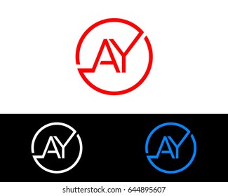 Ay Logo. Letter Design Vector with Red and Black Gold Silver Colors

