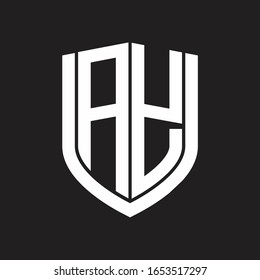 AY Logo monogram with emblem shield design isolated on black background