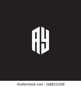 AY Logo monogram with hexagon shape style design template isolated on black background