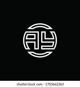 AY logo monogram with negative space circle rounded design template
