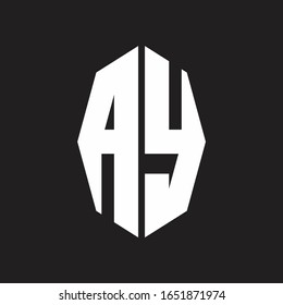 AY Logo monogram with octagonal ribbon style design template