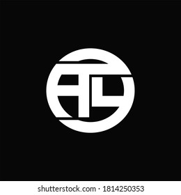 AY Logo monogram with rounded line swipe design template on black background
