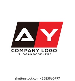 AY Modern Business Logo Design in Red and Black, AY Professional Company Branding Logo for Marketing and Identity, Creative AY Letter Corporate Logo with Bold Design