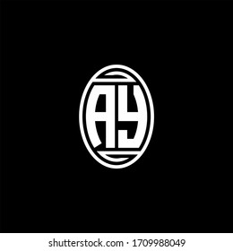 AY monogram logo isolated on oval rotate shape design template