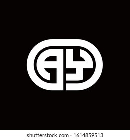 AY monogram logo with an oval style on a black background	