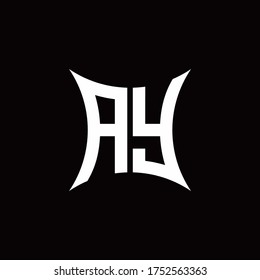 AY monogram logo with sharped shape design template isolated on black background