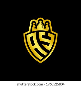 Logo de monograma AY con plantilla de diseño de estilo de escudo y corona aislado en fondo negro