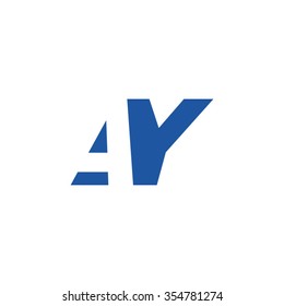 AY negative space letter logo blue