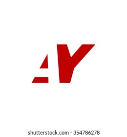 AY negative space letter logo red