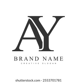 AY trendy logotype template. Initial letter a and y classic font style. Creative logo for company name or identity. Vector illustration.