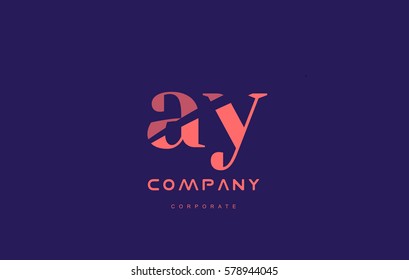 ay a y alphabet small letter blue pink creative design vector company logo icon template 