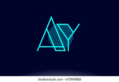 ay a y blue line circle letter logo alphabet creative company vector icon design template