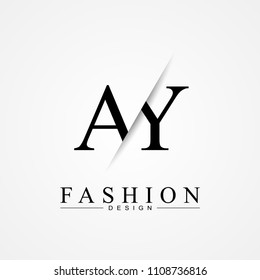 AY A Y cutting and linked letter logo icon with paper cut in the middle. Creative monogram logo design. Fashion icon design template.