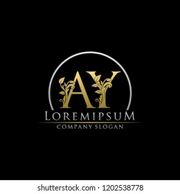  AY A Y Gold Leaf Letter logo With Classy Floral Design