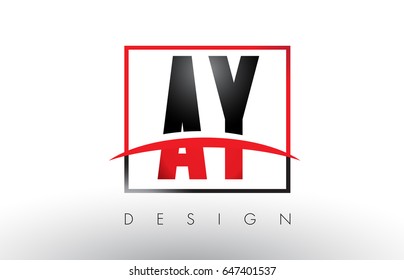 AY A Y Logo Letters with Red and Black Colors and Swoosh. Creative Letter Design Vector.