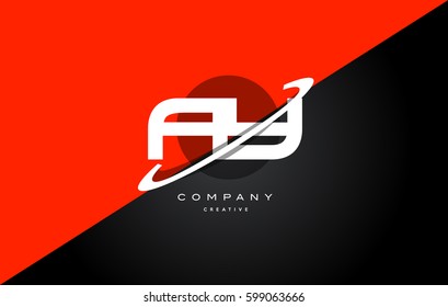 ay a y  red black white technology swoosh alphabet company letter logo design vector icon template 