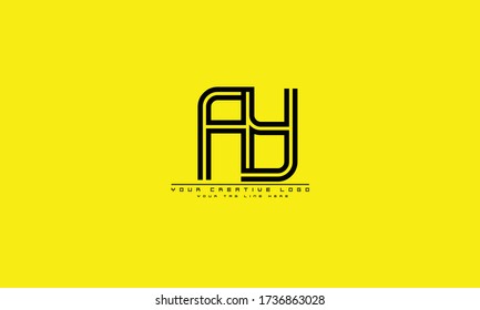 Plantilla de monograma del logotipo del vector abstracto AY YA