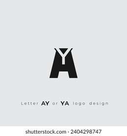 Icono de diseño del logotipo de las iniciales AY o YA simple y mínimo 
