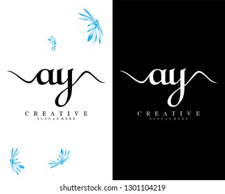ay, ya letter creative logo design vector