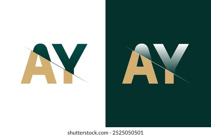 AY or YA Letter Logo Design with a Creative Cut Creative logo design