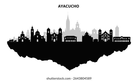 Ayacucho Skyline with Peru Cityscape silhouette.