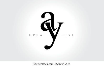 Logotipo elegante del monograma del serif de AYay – Letra tipográfica minúscula de lujo para la marca moderna