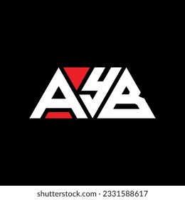 AYB triangle letter logo design with triangle shape. AYB triangle logo design monogram. AYB triangle vector logo template with red color. AYB triangular logo Simple, Elegant, and Luxurious design.