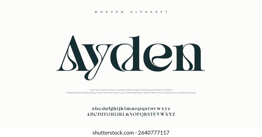 Ayden minimal luxury font alphabet logo. Typography beauty fashion elegant minimalist serif italic fonts decorative wedding vintage retro logos. vector illustration