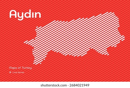 Aydin Provinzkarte mit rotem diagonalen Linienmuster Vektor