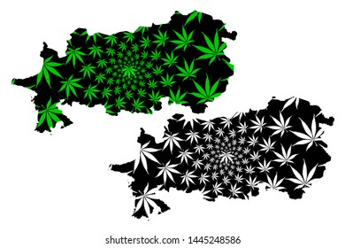 Aydin (Provinces of the Republic of Turkey) map is designed cannabis leaf green and black, Aydin ili map made of marijuana (marihuana,THC) foliage,