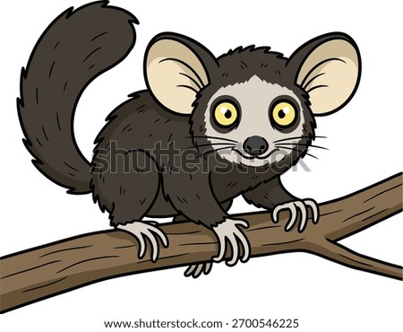 Aye-aye rare primate wildlife flat vector illustration isolated on white background educational art
