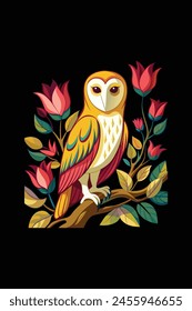 a-yellow-barn-owl bird logo iconos Ilustración vectorial