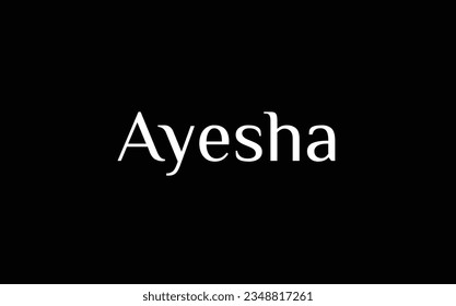 Ayesha - Muslim name - Islamic name - beautiful font style - vector names in White Color on Black Background