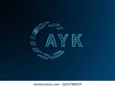 AYK low poly letter logo vector design. AYK lower poly logo design. AYK unique low poly logo design.