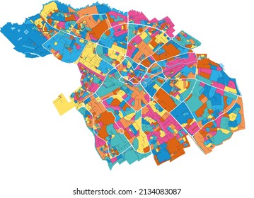 Aylesbury, South East England, England colorful high resolution vector art map with city boundaries. White outlines for main roads. Many details. Blue shapes for water. 