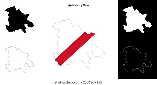 Aylesbury Vale blank outline map set