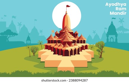 ayodhya city ram mandir, ram temple, plan vector