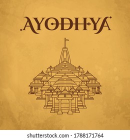 Ayodhya Lord Rama Temple Vector Art