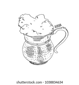 Ayran, Doogh, cold savory yogurt-based beverage, national drink, illustration eps 10