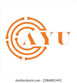 Diseño de letras AYU. Diseño del logotipo de la tecnología de letras AYU sobre fondo blanco. Diseño del logotipo AYU Monogram para emprendedores y empresas.