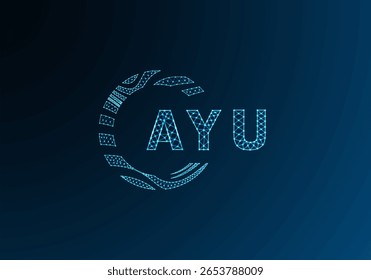 Projeto de vetor de logotipo de letra baixa AYU. AYU design de logotipo poli inferior. AYU design exclusivo logotipo low poly.